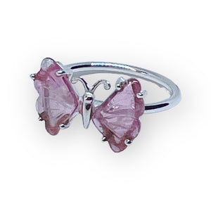 Gemstone Butterfly Sterling Silver Ring