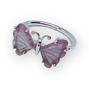 Gemstone Butterfly Sterling Silver Ring
