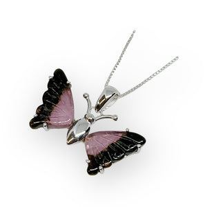 Gemstone Butterfly Sterling Silver Necklace