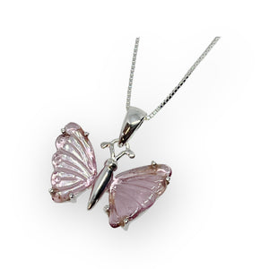 Gemstone Butterfly Sterling Silver Necklace