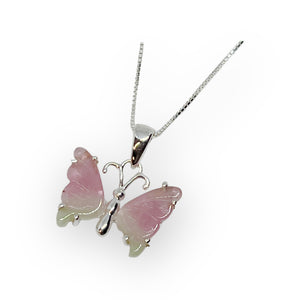 Gemstone Butterfly Sterling Silver Necklace