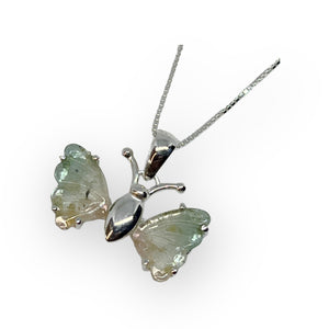 Gemstone Butterfly Sterling Silver Necklace