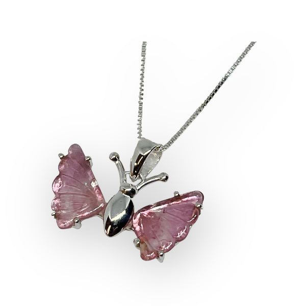 Gemstone Butterfly Sterling Silver Necklace