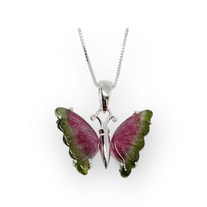 Gemstone Butterfly Sterling Silver Necklace