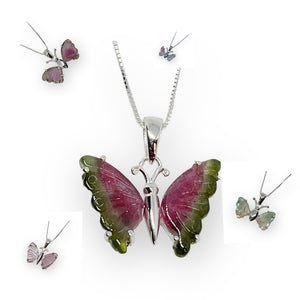 Gemstone Butterfly Sterling Silver Necklace