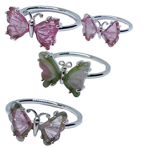 Gemstone Butterfly Sterling Silver Ring