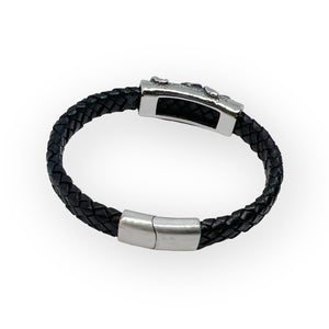 Stainless Steel Leather Braid Scorpion Bracelet