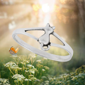 Dreamy Cat Sterling Silver Ring