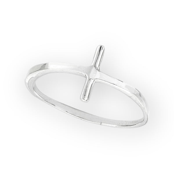 Flat Cross Sterling Silver Ring