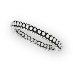 "Dot" Eternity Band
Sub-title: Oxidized 925 Sterling Silver Beaded Stacking Ring