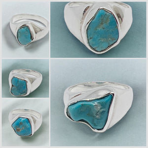 Kingman Turquoise Nugget Sterling Silver Ring