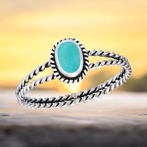 Turquoise Dot Sterling Silver Ring