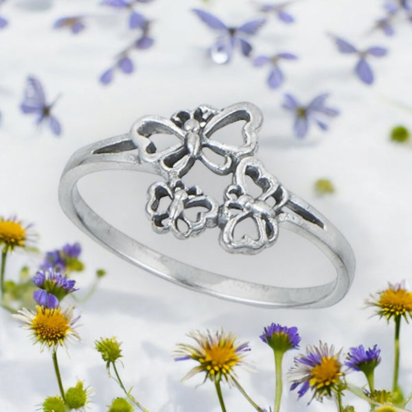 Whimsical Butterflies Sterling Silver Ring