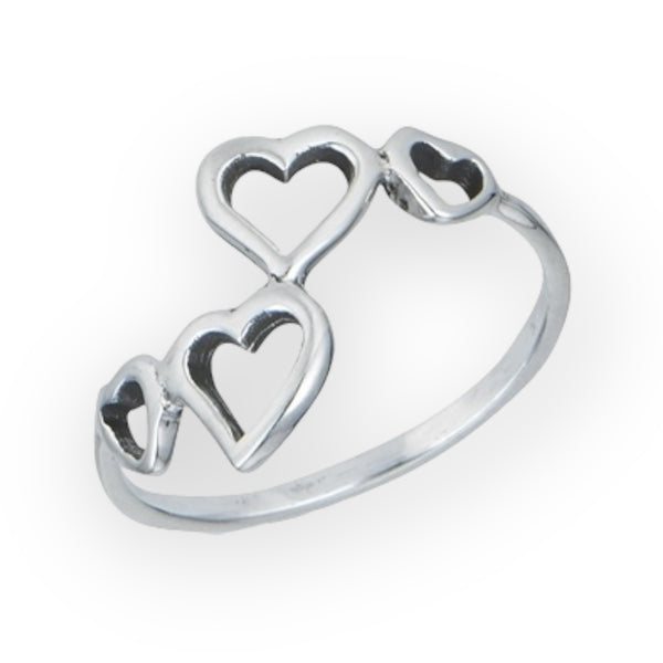 Family of Hearts Sterling Silver Ring