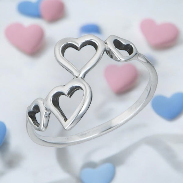 Family of Hearts Sterling Silver Ring