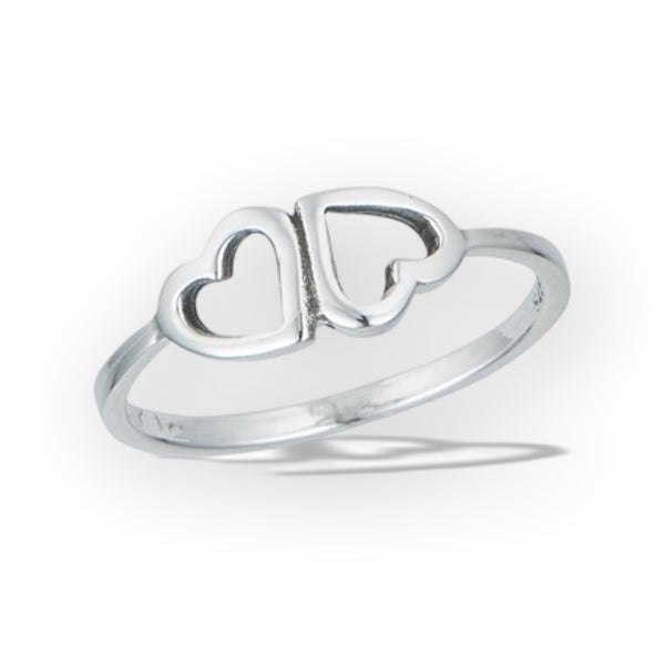 Two Hearts Sterling Silver Ring