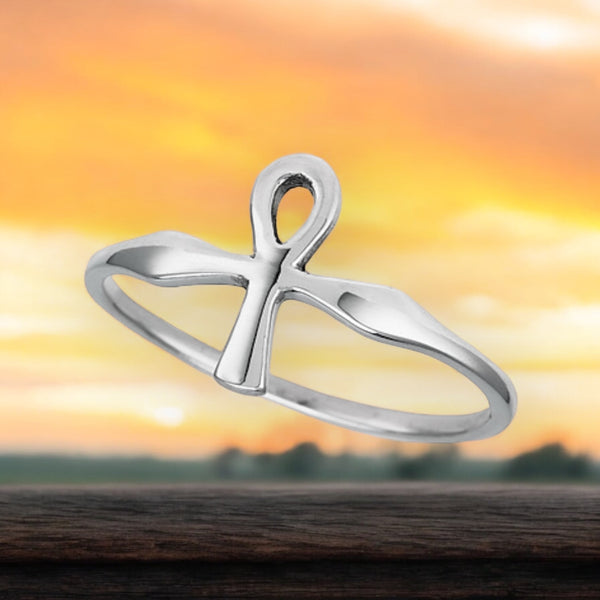 Ankh Cross Sterling Silver Ring