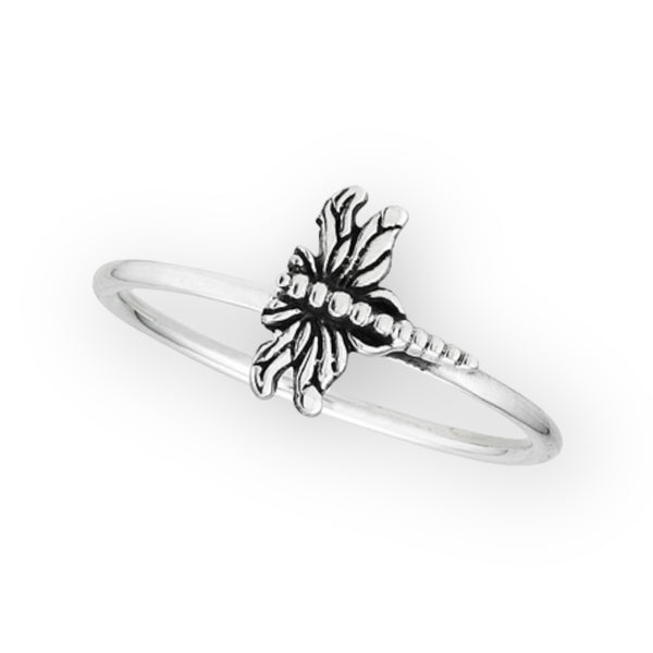 Hovering Dragonfly Sterling Silver Ring