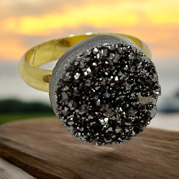 Golden Druzy Ring