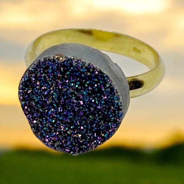 Golden Druzy Ring