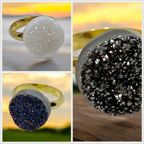 Golden Druzy Ring