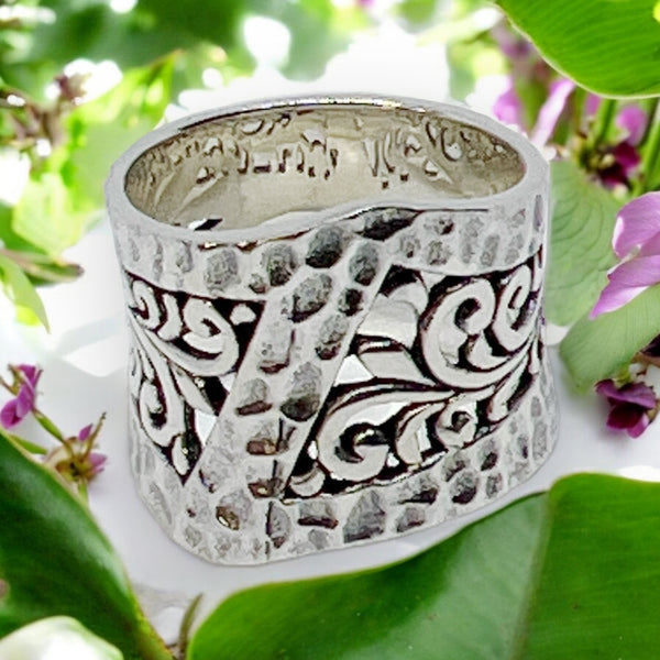 Pressed Leaf Sterling Silver Ring