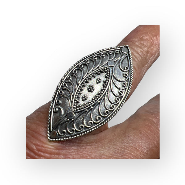 Horse Eye Filigree Sterling Silver Ring