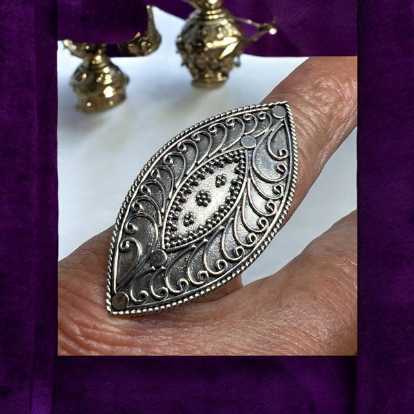 Horse Eye Filigree Sterling Silver Ring