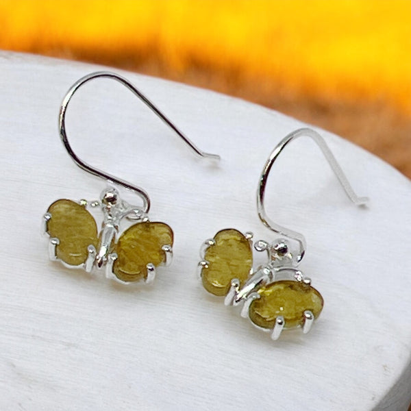 Gemstone Butterfly Sterling Silver Earrings