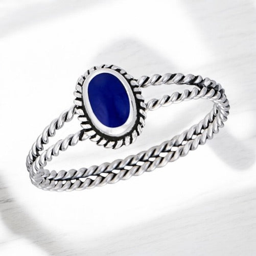 Lapis Little Oval Sterling Silver Ring