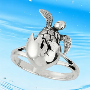 Baby Sea Turtle Egg Sterling Silver Ring