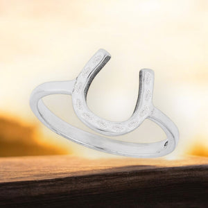 Hammered Horseshoe Sterling Silver Ring
