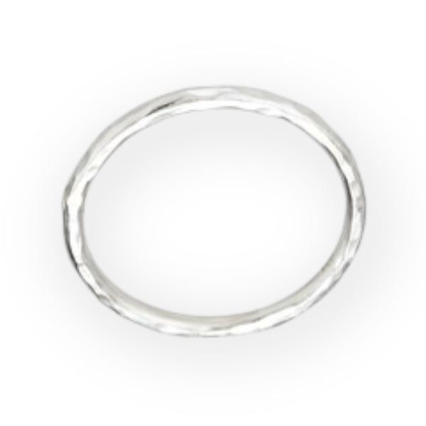 Hammered Narrow Band Sterling Silver Ring