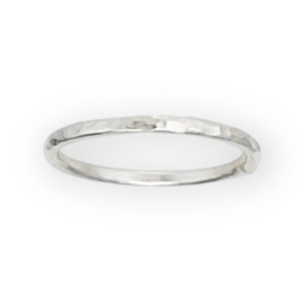 Hammered Narrow Band Sterling Silver Ring