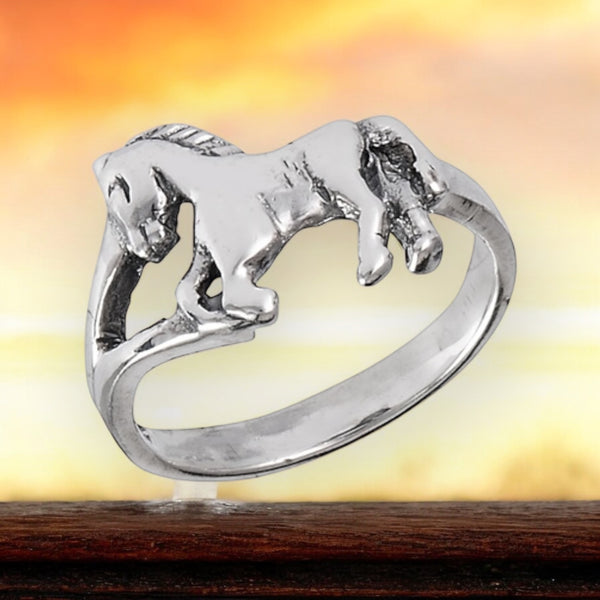 Loving Horse Sterling Silver Ring