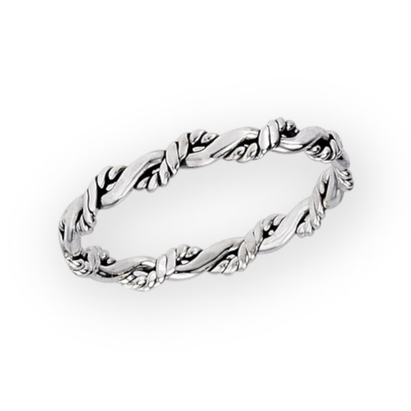 Braid Narrow Band Sterling Silver Ring