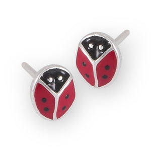 Ladybug Sterling Silver Post Earrings