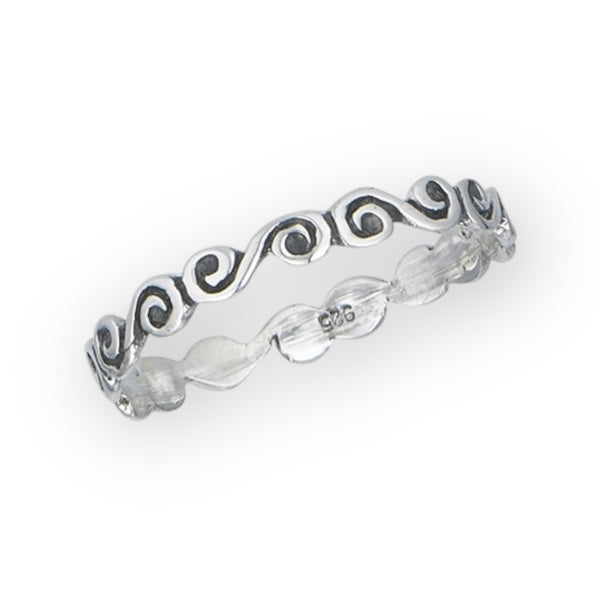 Little Swirls Narrow Band Sterling Silver Ring