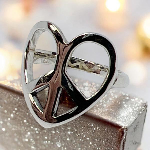 Peace and Love Sterling Silver Ring