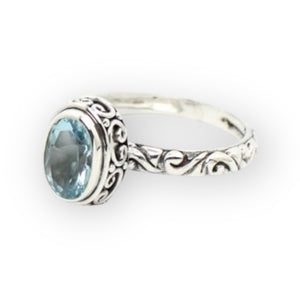 Blue Topaz Swirls Sterling Silver Ring