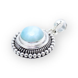 Larimar Blossom Sterling Silver Pendant Necklace
