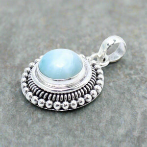 Larimar Blossom Sterling Silver Pendant Necklace