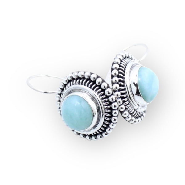 Larimar Blossom Sterling Silver Earrings