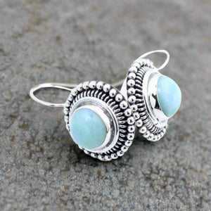 Larimar Blossom Sterling Silver Earrings