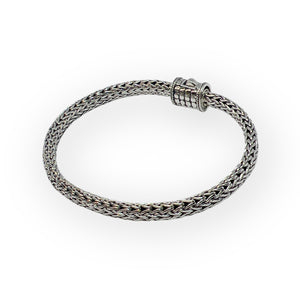 Sterling Silver Hand-Woven Wheat Chain (Borobudur) Bracelet