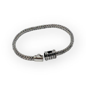 Sterling Silver Hand-Woven Wheat Chain (Borobudur) Bracelet