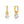 Gold-tone huggie earrings with two rectangular zircon accents on each hoop and removable round zircon drop charms