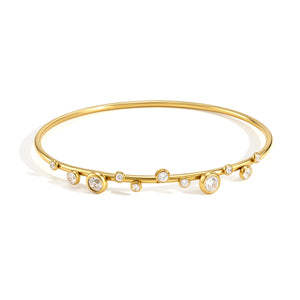 Graduated Geometric White CZ Bangle
