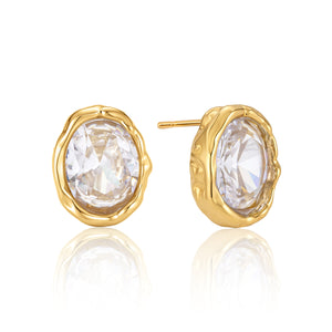 Hammered Bezel Heart Teardrop Stud