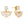 Gold-tone round zircon stud earrings with removable fan-shaped jackets featuring five teardrop stones.